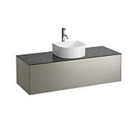 LAUFEN match0 Sonar tiroirs / buffet H4054250341421 117,5x34x45,5cm, découpe au milieu, avec trou pour robinet, titane / Nero Marquina