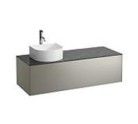 LAUFEN match0 Sonar tiroirs / buffet H4054260341421 117,5x34x45,5cm, découpe à gauche, avec trou pour robinetterie, titane / Nero Marquina