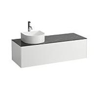 LAUFEN match0 Sonar tiroirs / buffet H4054260341431 117,5x34x45,5cm, découpe à gauche, avec trou pour robinet, blanc mat / Nero Marquina