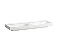 Laufen Meda double vasque H8141124001121 130x46cm, à encastrer, sans trop-plein, sans trou pour robinetterie, blanc avec LCC