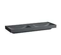Laufen Meda double vasque H8141127581121 130x46cm, à encastrer, sans trop-plein, sans trou pour robinetterie, graphite mat