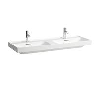 Laufen Meda vasque double H8141124001041 130x46cm, sous plan, avec trop-plein, trou pour robinetterie 2000 , blanc avec LCC