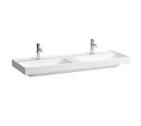 Laufen Meda lavabo double, encastrable, 1300x460mm, 1 trou de robinetterie par vasque, sans trop-plein, H814112, Couleur: Blanc avec LCC