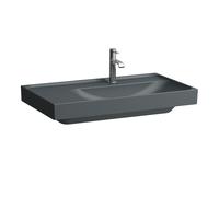 Laufen Vasque Meda H8171157581581 80x46cm, encastrable en dessous, étagère à gauche, sans trop-plein, 3 trous de robinetterie, graphite mat