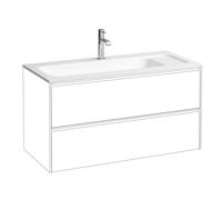 LAUFEN Meda Lave-mains pour meubles slim, 975x445mm, pour H421692, tablette à droite, 1 trou pour robinetterie, sans trop-plein, Marbond, H8141187571111, Couleur: Blanc mat