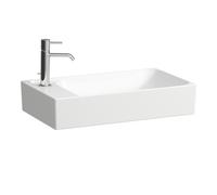 LAUFEN MEDA vasque, 600x350mm, 1 trou de robinetterie à gauche, avec trop-plein, H8121134001051, Couleur: Blanc avec LCC