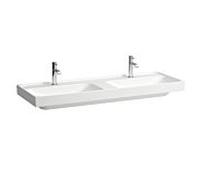 Laufen Meda vasque double H8141124001111 130x46cm, à encastrer, sans trop-plein, 1 trou pour robinetterie, blanc avec LCC