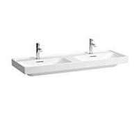 LAUFEN Meda lavabo double, encastrable, 1300x460mm, 3 trous de robinetterie par vasque, avec trop-plein, H8141127571081, Couleur: Blanc Mat