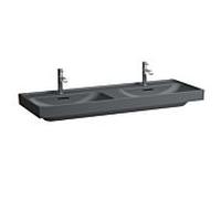LAUFEN Meda lavabo double, encastrable, 1300x460mm, 3 trous de robinetterie par vasque, avec trop-plein, H8141127581081, Couleur: Graphite mat