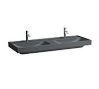 Laufen Meda vasque double H8141127581111 130x46cm, à encastrer, sans trop-plein, 1 trou pour robinetterie, graphite mat