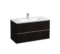 Ensemble Laufen PALACE Lavabo, meuble sous-lavabo, 2 tiroirs, 1 trou, poignées aluminium 985x530mm Orme Foncé