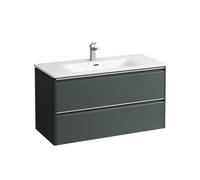 Ensemble Laufen PALACE Lavabo, meuble sous-lavabo, 2 tiroirs, 1 trou, poignées aluminium 985x530mm Gris Signalisation