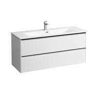 Ensemble Laufen PALACE Lavabo, meuble sous-lavabo, 2 tiroirs, 1 trou, poignées noir 1200x545mm Blanc Mat
