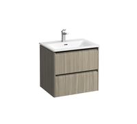 LAUFEN Palace Set, lavabo, 1 trou de robinetterie, trop-plein, avec base lavabo, 2 tiroirs, 600x543mm, poignée en aluminium noir, H8617022621041, Couleur: Lumière d'orme