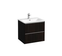 Ensemble Laufen PALACE Lavabo, meuble sous-lavabo, 2 tiroirs, 1 trou, poignées aluminium 600x545mm Orme Foncé