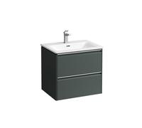 LAUFEN Palace Set, lavabo, 1 trou de robinetterie, trop-plein, avec base lavabo, 2 tiroirs, 600x543mm, poignée en aluminium anodisé, H8607022661041, Couleur: Trafic gris