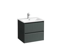 LAUFEN Palace Set, lavabo, 1 trou de robinetterie, trop-plein, avec base lavabo, 2 tiroirs, 600x543mm, poignée en aluminium noir, H8617022661041, Couleur: Trafic gris