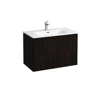 Ensemble Laufen PALACE Lavabo, meuble sous-lavabo, 2 tiroirs, 1 trou, poignées noir 800x545mm Orme Foncé