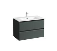 LAUFEN Palace Set, lavabo, 1 trou de robinetterie, trop-plein, avec base lavabo, 2 tiroirs, 800x543mm, poignée en aluminium noir, H8617052661041, Couleur: Trafic gris