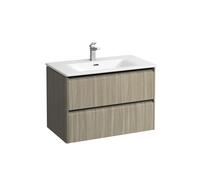 LAUFEN Palace Set, lavabo, 1 trou de robinetterie, trop-plein, avec base lavabo, 2 tiroirs, 800x543mm, poignée en aluminium noir, H8617052621041, Couleur: Lumière d'orme