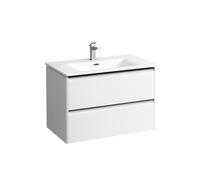 Ensemble Laufen PALACE Lavabo, meuble sous-lavabo, 2 tiroirs, 1 trou, poignées noir 800x545mm RAL
