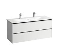 LAUFEN Palace Set, lavabo, 2 trous pour robinets, trop-plein, avec base lavabo, 2 tiroirs, 1200x543mm, poignée en aluminium noir, H8617099991071, Couleur: multicolore