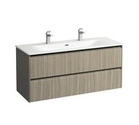 Ensemble Laufen PALACE Lavabo double avec meuble sous-lavabo, 2 tiroirs, 2 trous, poignées noir 1...