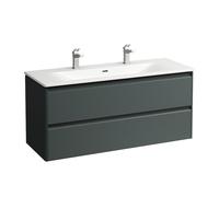 LAUFEN Palace Set, lavabo, 2 trous pour robinets, trop-plein, avec base lavabo, 2 tiroirs, 1200x543mm, poignée en aluminium noir, H8617092661071, Couleur: Trafic gris