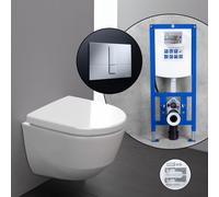 LAUFEN Pro Compact Pack complet cuvette suspendue et bâti-support neeos,, H8209654000001+16791CR#SET,
