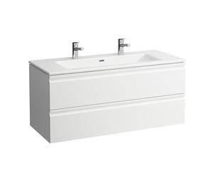 LAUFEN PRO S Set 1200, lavabo, 2 trous pour robinet, trop-plein, meuble sous-lavabo inclus, 2 tiroirs, 1200x500mm, H8619674631071, Couleur: Neige (blanc mat)