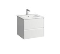 LAUFEN Pro S Set Base 1200, lavabo, 1 trou de robinetterie, trop-plein, meuble sous-lavabo inclus, 2 tiroirs, 1200x500mm, H8649632601041, Couleur: Neige (blanc mat)