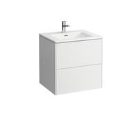 LAUFEN Pro S Set Base 600, lavabo, 1 trou de robinetterie, trop-plein, meuble sous-lavabo inclus, 2 tiroirs, 600x500mm, H8649602601041, Couleur: Neige (blanc mat)
