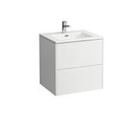 Laufen Pro S Set Base 600, lavabo, 1 trou de robinetterie, trop-plein, meuble sous-lavabo inclus, 2 tiroirs, 600x500mm, H864960, Coloris: Blanc brillant - H8649602611041