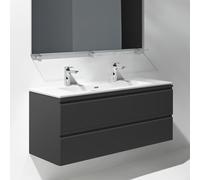 LAUFEN Pro S Set 1200, lavabo, 2 trous pour robinet, trop-plein, meuble sous-lavabo inclus, 2 tiroirs, 1200x500mm, H8619674801071, Couleur: graphite