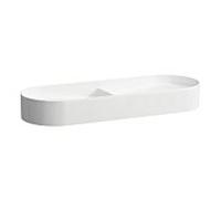 LAUFEN Sondeur mobile à double lavabo avec texture, sans trou pour robinet, sans trop-plein, 1000x370mm, avec couvercle en céramique pour robinet de vidange, blanc, H8123497571121, Couleur: Neige (bla