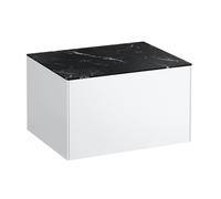 Sonar meuble sans déc 575 avec un tiroir blc mat plan noir marquina 575x455x340 - LAUFEN H4054000341431