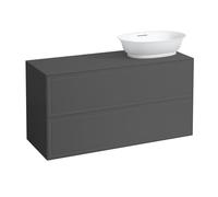 LAUFEN Le nouveau meuble à tiroirs / buffet H4060840856271 117,5x60x45,5cm, 2 tiroirs, découpe vasque à droite, gris signalisation
