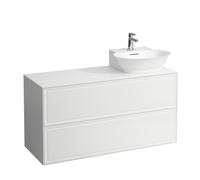 LAUFEN The New Classic Sideboard, découpe à droite, 1175x455x600mm, 2 tiroirs, pour lave-mains à poser H816852, H4060880856311, Couleur: Blanc brillant