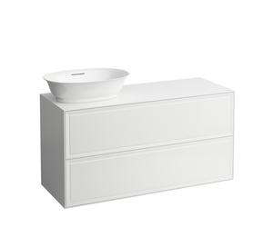 LAUFEN The New Classic Sideboard, découpe à gauche, 1175x455x600mm, 2 tiroirs, pour bac à linge H812852/3, H4060830851701, Couleur: Neige (blanc mat)