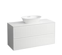 LAUFEN The New Classic Sideboard, découpe au centre, 1175x455x600mm, 2 tiroirs, pour bac à linge H812852/3, H4060220851701, Couleur: Neige (blanc mat)