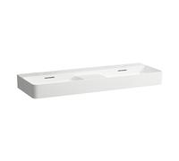 LAUFEN VAL lavabo double, sans trou pour robinetterie, avec trop-plein, 1200x420mm, zone semi-sèche au centre, H8142827571091, Couleur: blanc mat