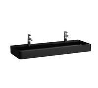 LAUFEN VAL lavabo, encastré, 2 trous de robinetterie, avec trop-plein, 1200x420mm, H8102897161071, Couleur: Noir Mat