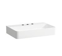LAUFEN VAL lavabo à poser, 3 trous pour robinet, sans trop-plein, US fermé 650x420mm, H8162847571581, Couleur: blanc mat