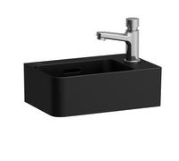 Laufen VAL lave-mains, 1 trou de robinetterie à droite, avec trop-plein, 340x220mm, H8152807161061, Couleur: Noir Mat