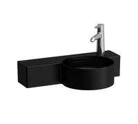 LAUFEN VAL Lave-mains, 1 trou de robinetterie à droite, avec trop-plein, 550x315mm, tablette à gauche, H8152847161061, Couleur: Noir Mat