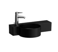 Laufen VAL Lave-mains, 1 trou de robinetterie à gauche, avec trop-plein, 550x315mm, tablette à droite, H8152837161051, Couleur: Noir Mat
