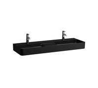 LAUFEN VAL lavabo double, 1 trou de robinetterie, avec trop-plein, 1200x420mm, zone semi-sèche au centre, H8142827161041, Couleur: Noir Mat