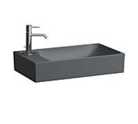 LAUFEN MEDA vasque, 600x350mm, 1 trou de robinetterie à gauche, avec trop-plein, H8121137581051, Couleur: Graphite mat