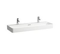 LAUFEN vasque Val H8102897571071 avec trop-plein, avec 2 trous pour robinetterie, blanc mat, 120x42cm, encastrable sous