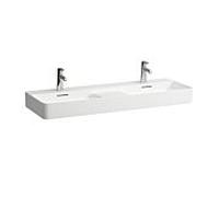 Laufen VAL lavabo double, 1 trou de robinetterie, avec trop-plein, 1200x420mm, zone semi-sÚche au centre, H814282, Coloris: Blanc avec LCC - H8142824001041